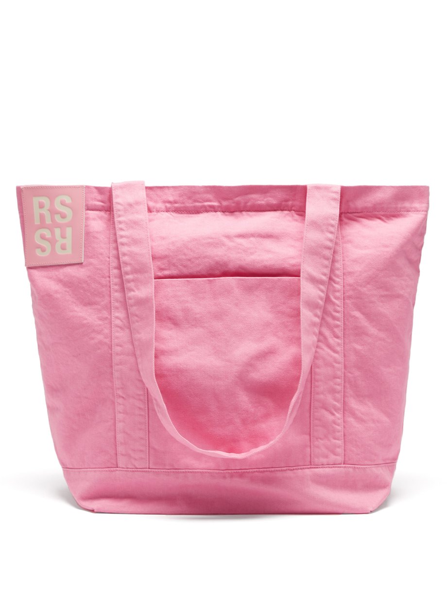 Raf Simons Raf Simons Logo-patch zipped canvas tote bag Pink ...