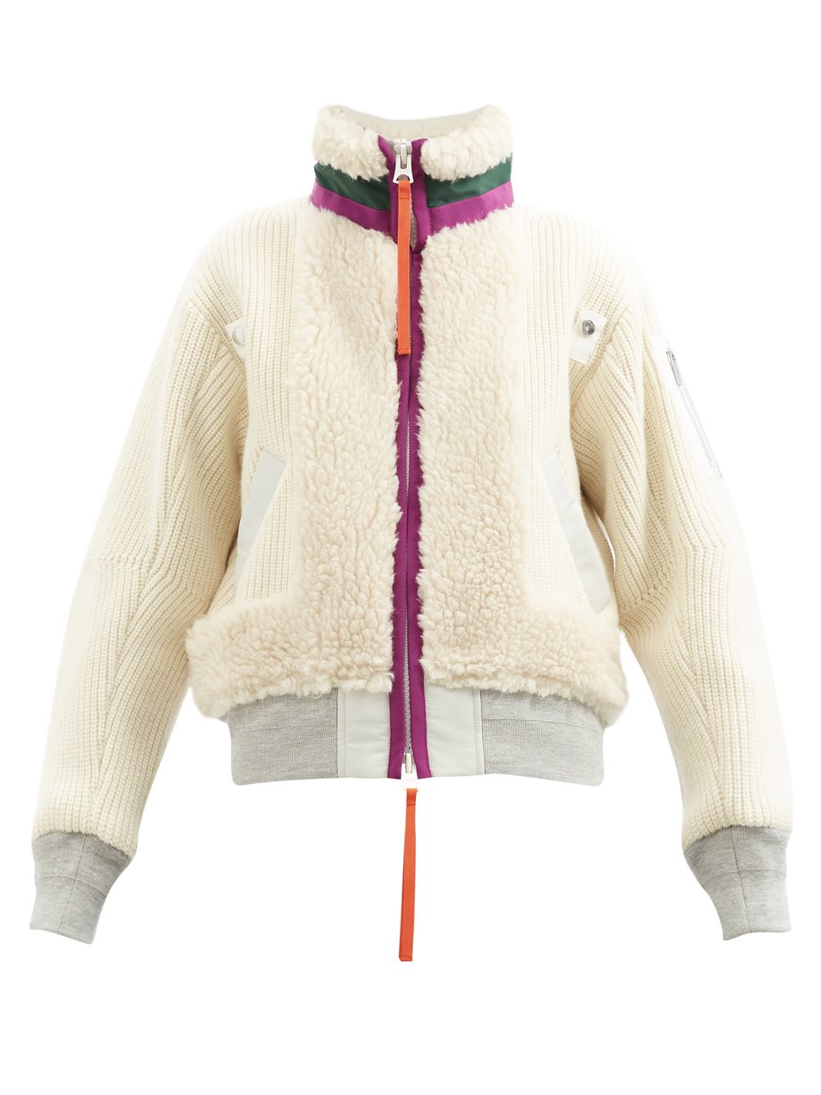 White Wool-fleece jacket | Sacai | MATCHESFASHION US