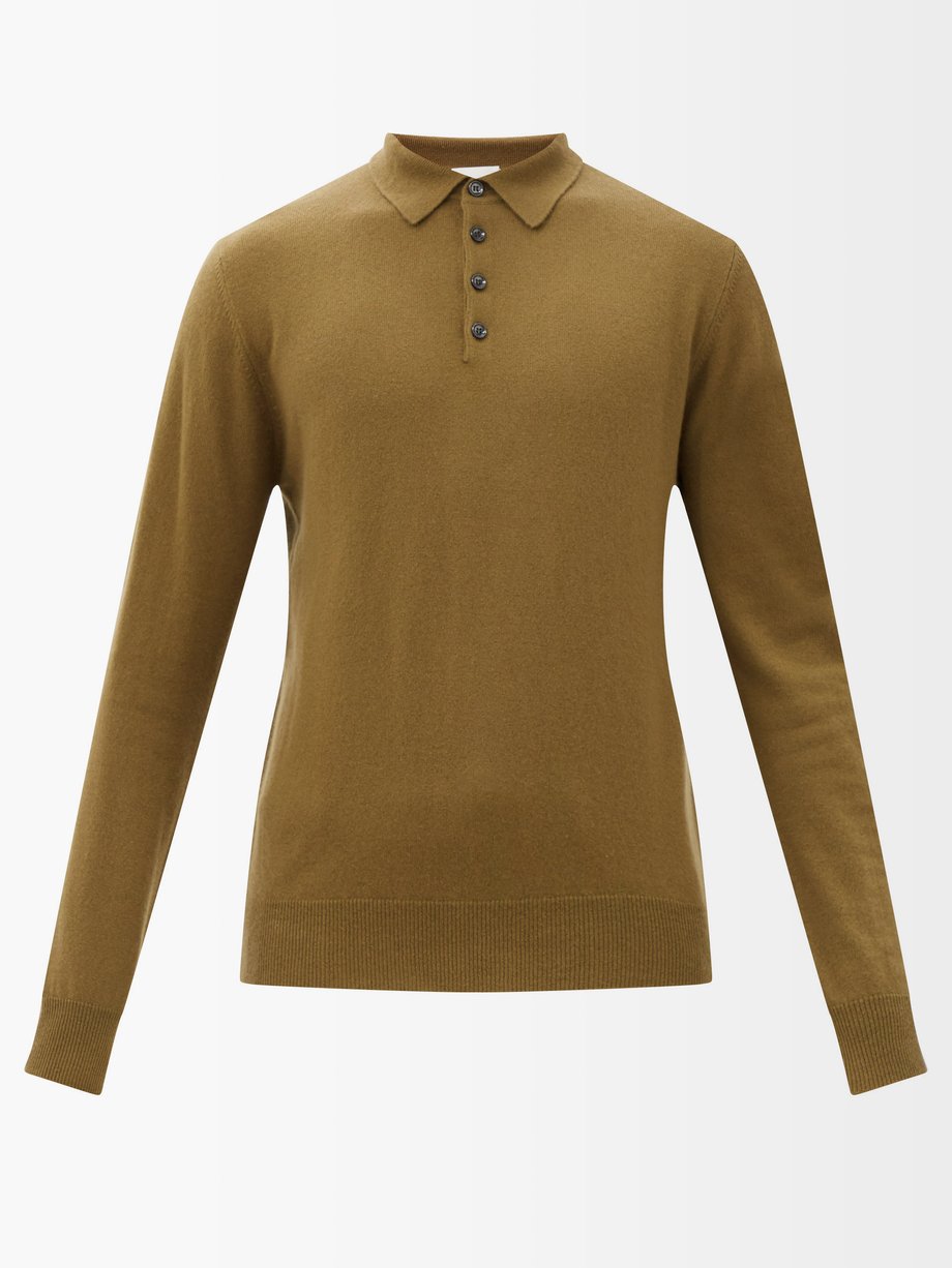 Brown Cashmere polo shirt | Allude | MATCHESFASHION AU