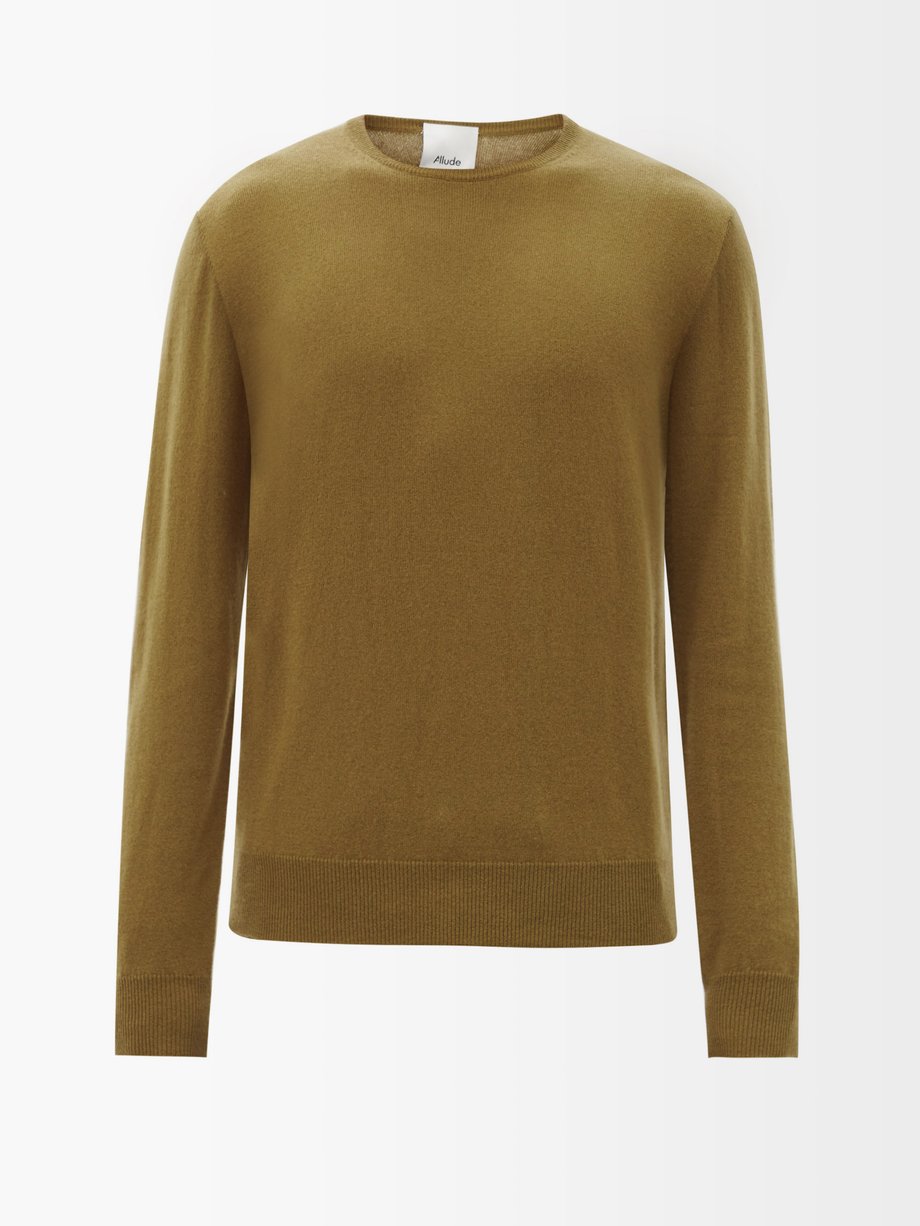 Allude Brown Crew-neck cashmere sweater | 매치스패션, 모던 럭셔리 온라인 쇼핑