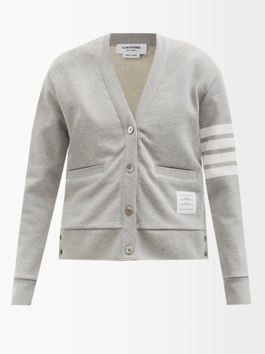 Four-bar cotton-jersey cardigan Grey Thom Browne | MATCHESFASHION FR