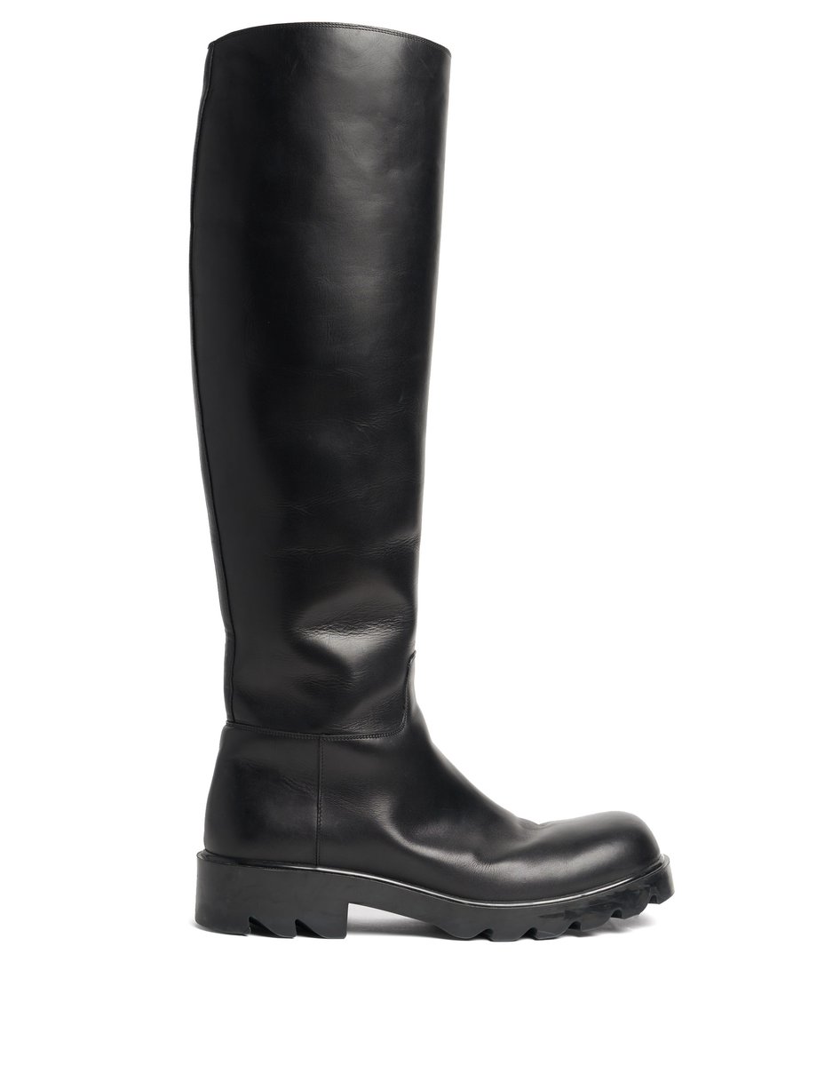 Black Strut leather knee-high boots | Bottega Veneta | MATCHESFASHION UK