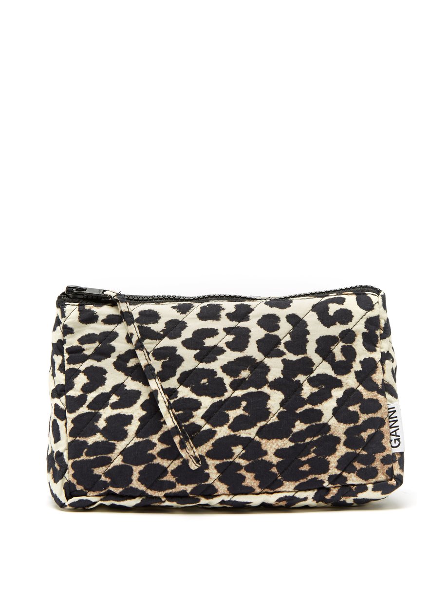 Ganni Ganni Leopard-print organic-cotton wash bag Neutral ...