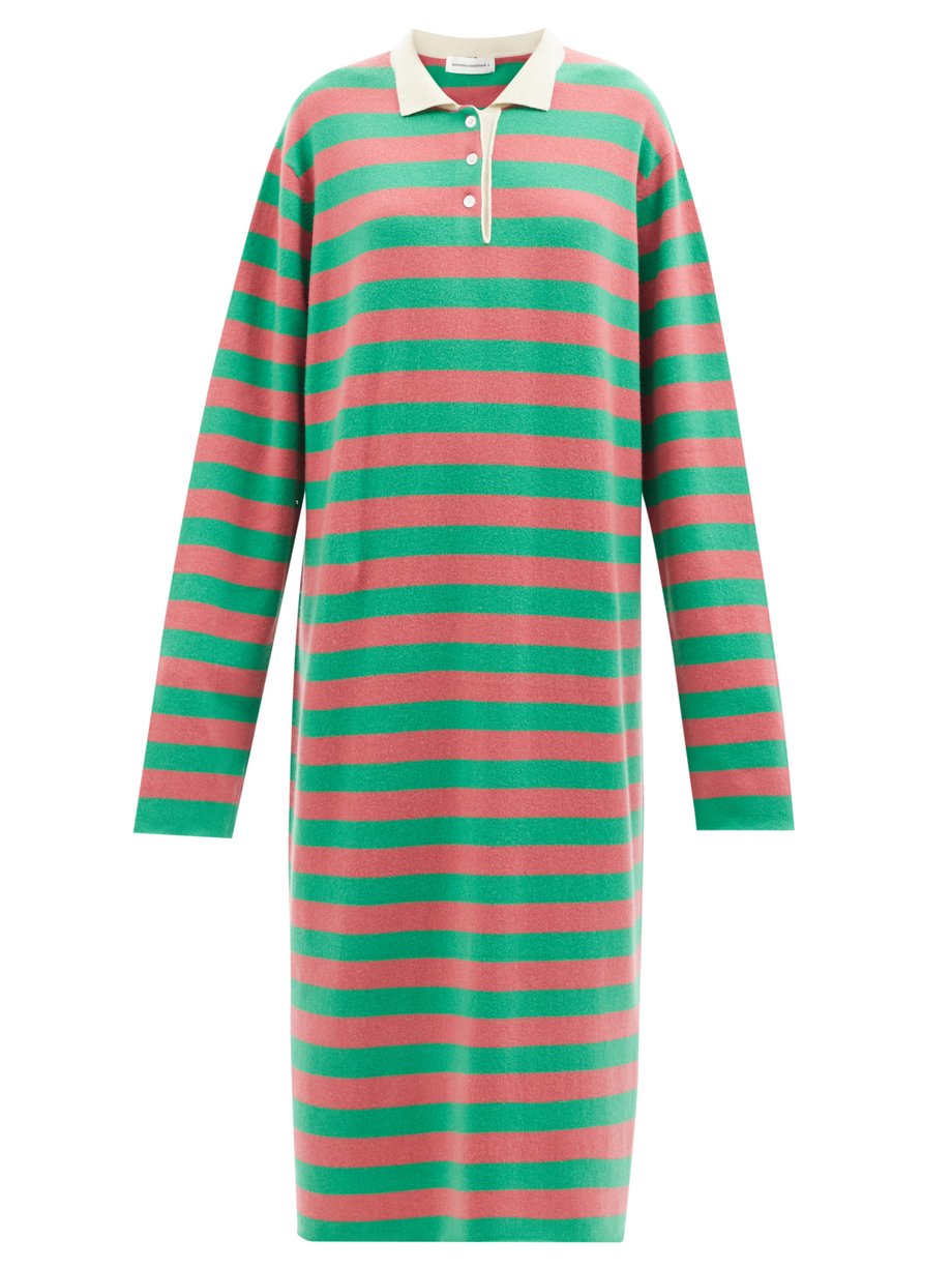 Extreme Cashmere Green No.200 Croco striped stretch-cashmere dress ...