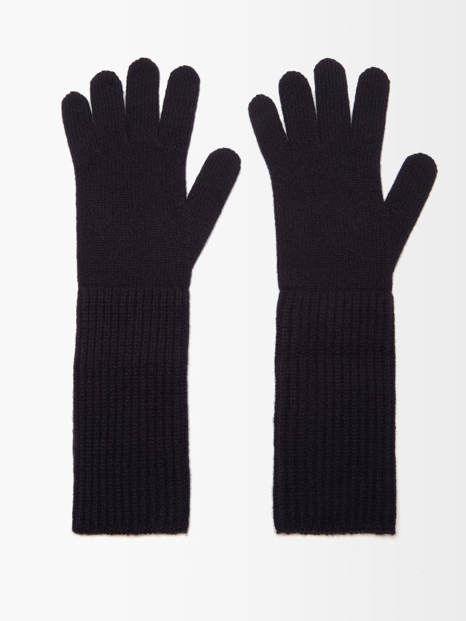 Mens Pure Cashmere Ribbed Gloves