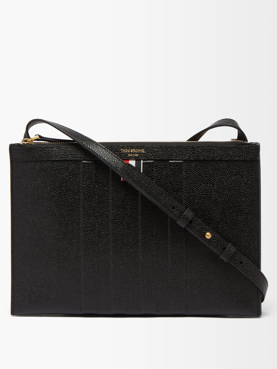 탐 브라운 Thom Browne Black Leather document holder cross-body bag
