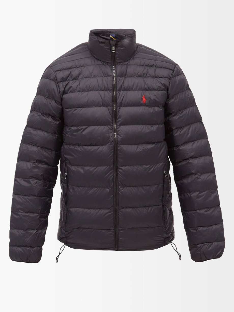 Polo Ralph Lauren Black Logo-embroidered quilted nylon-shell jacket ...