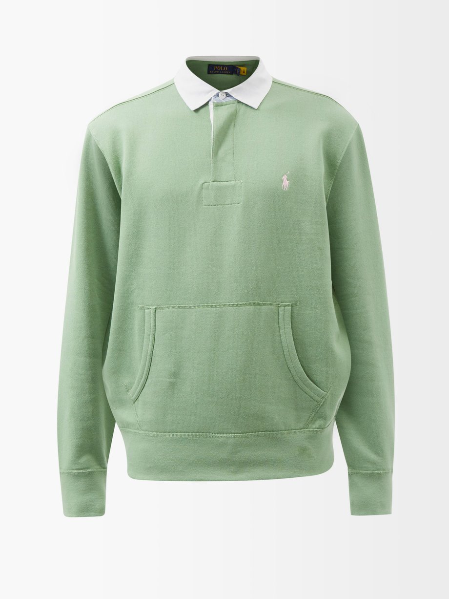폴로 랄프로렌 스웻셔츠 Polo Ralph Lauren Green Collared cotton-blend jersey sweatshirt
