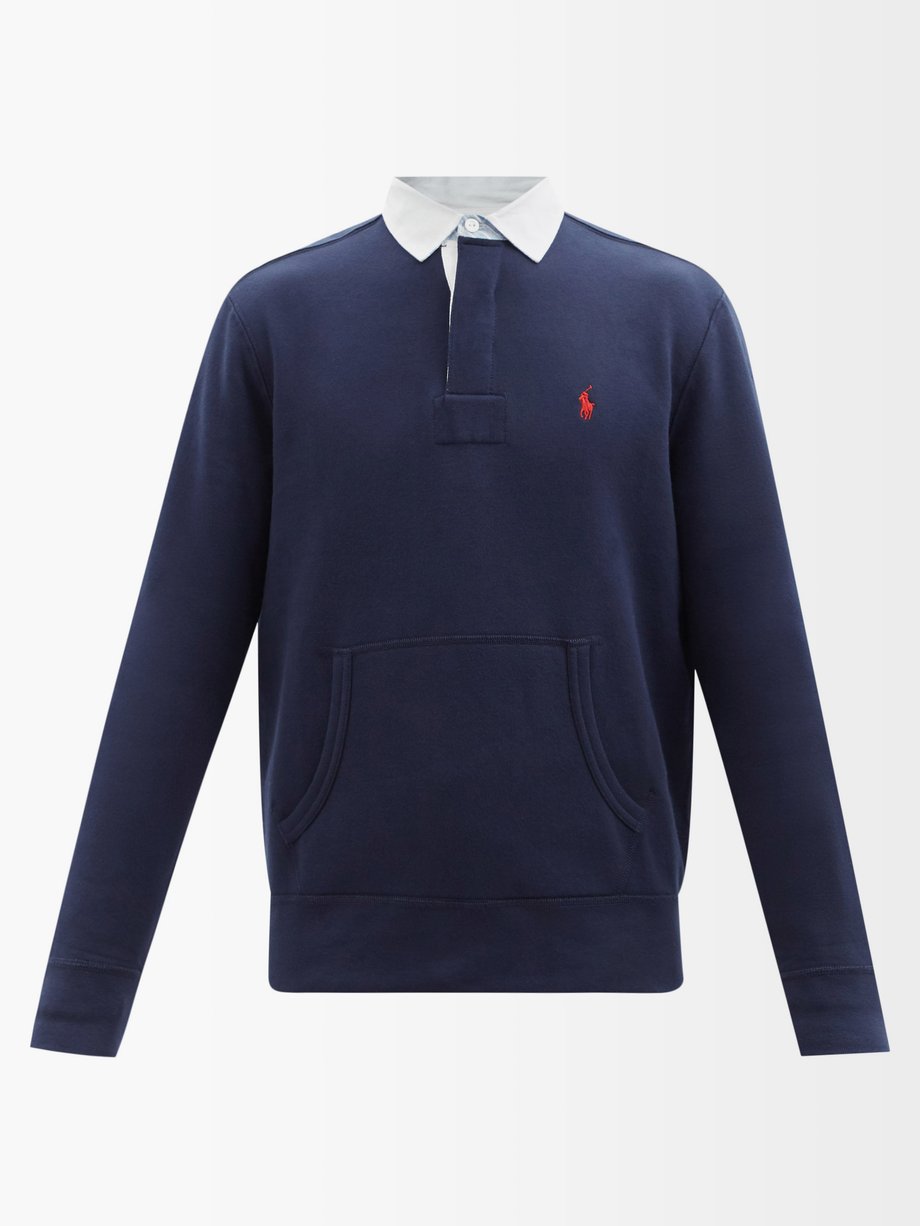 폴로 랄프로렌 스웻셔츠 Polo Ralph Lauren Navy Logo-embroidered cotton-blend fleece sweatshirt