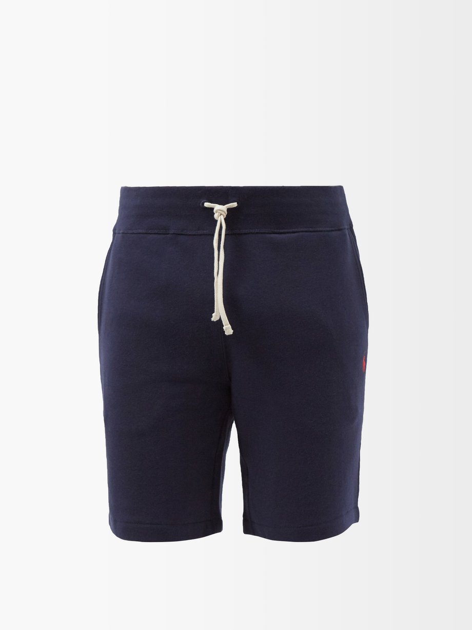 폴로 랄프로렌 반바지 Polo Ralph Lauren Navy Logo-embroidered cotton-blend jersey shorts
