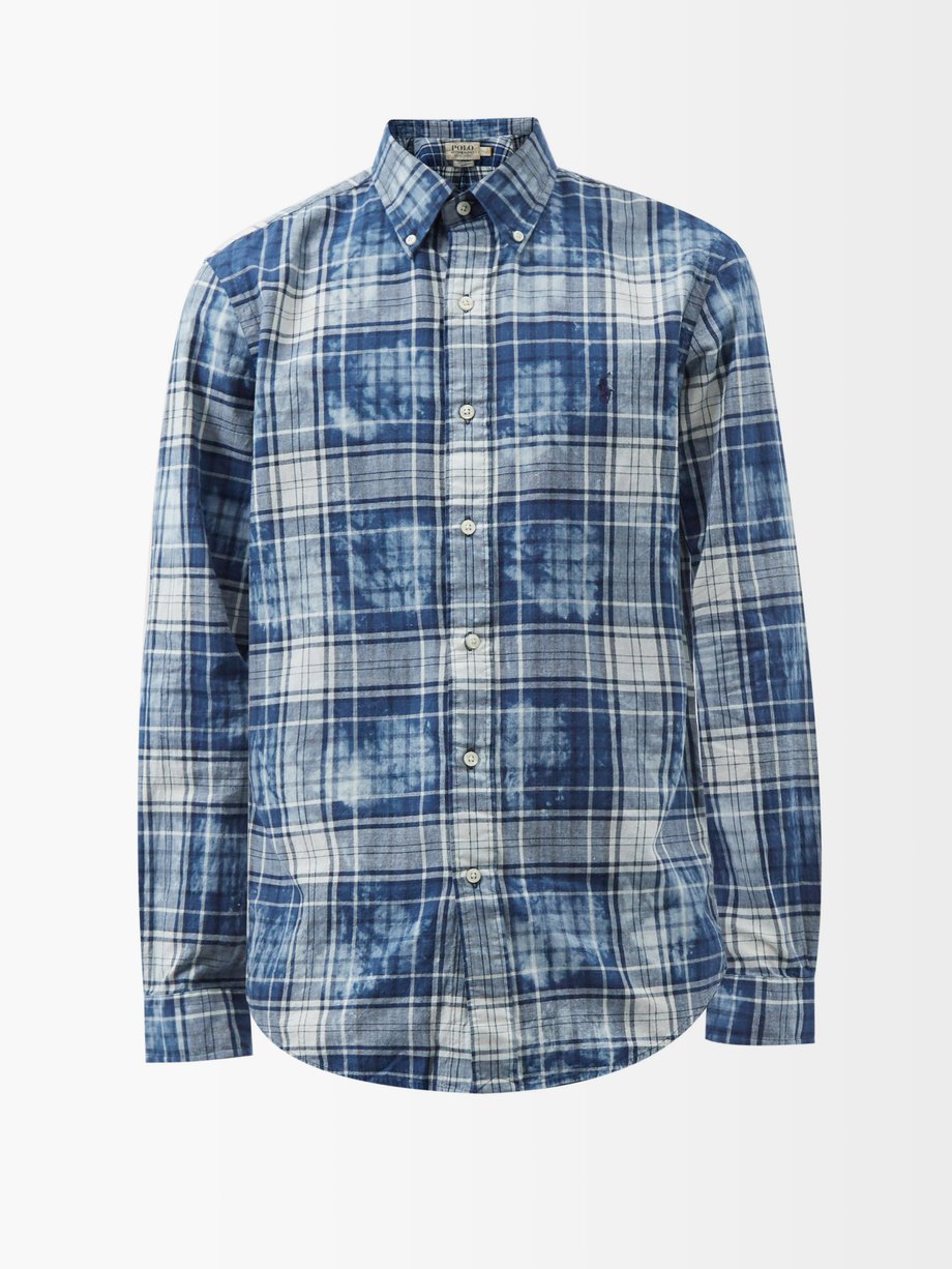 폴로 랄프로렌 셔츠 Polo Ralph Lauren Blue Tie-dyed checked cotton shirt
