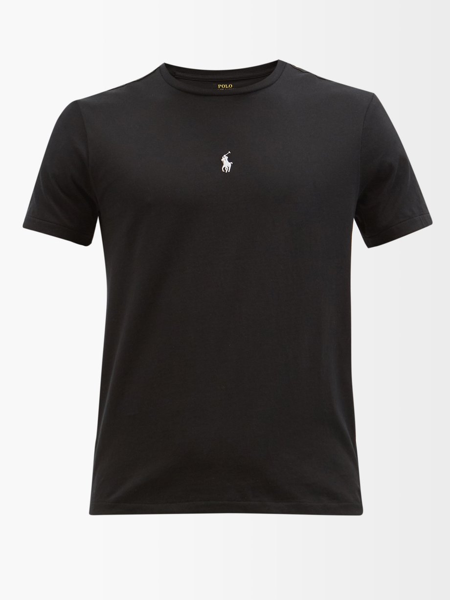 폴로 랄프로렌 반팔티 Polo Ralph Lauren Black Logo-embroidered cotton-jersey T-shirt