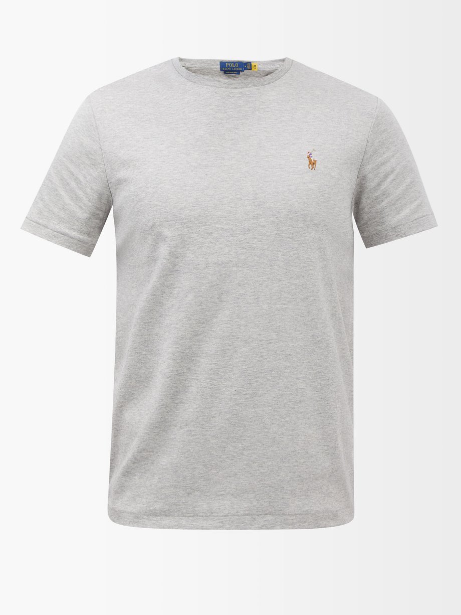 폴로 랄프로렌 반팔티 Polo Ralph Lauren Grey Logo-embroidered cotton-jersey T-shirt