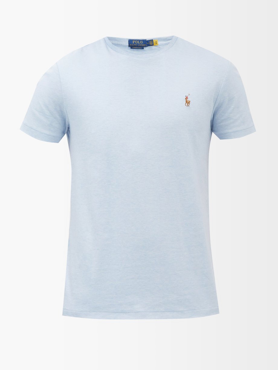 폴로 랄프로렌 반팔티 Polo Ralph Lauren Blue Logo-embroidered cotton-jersey T-shirt
