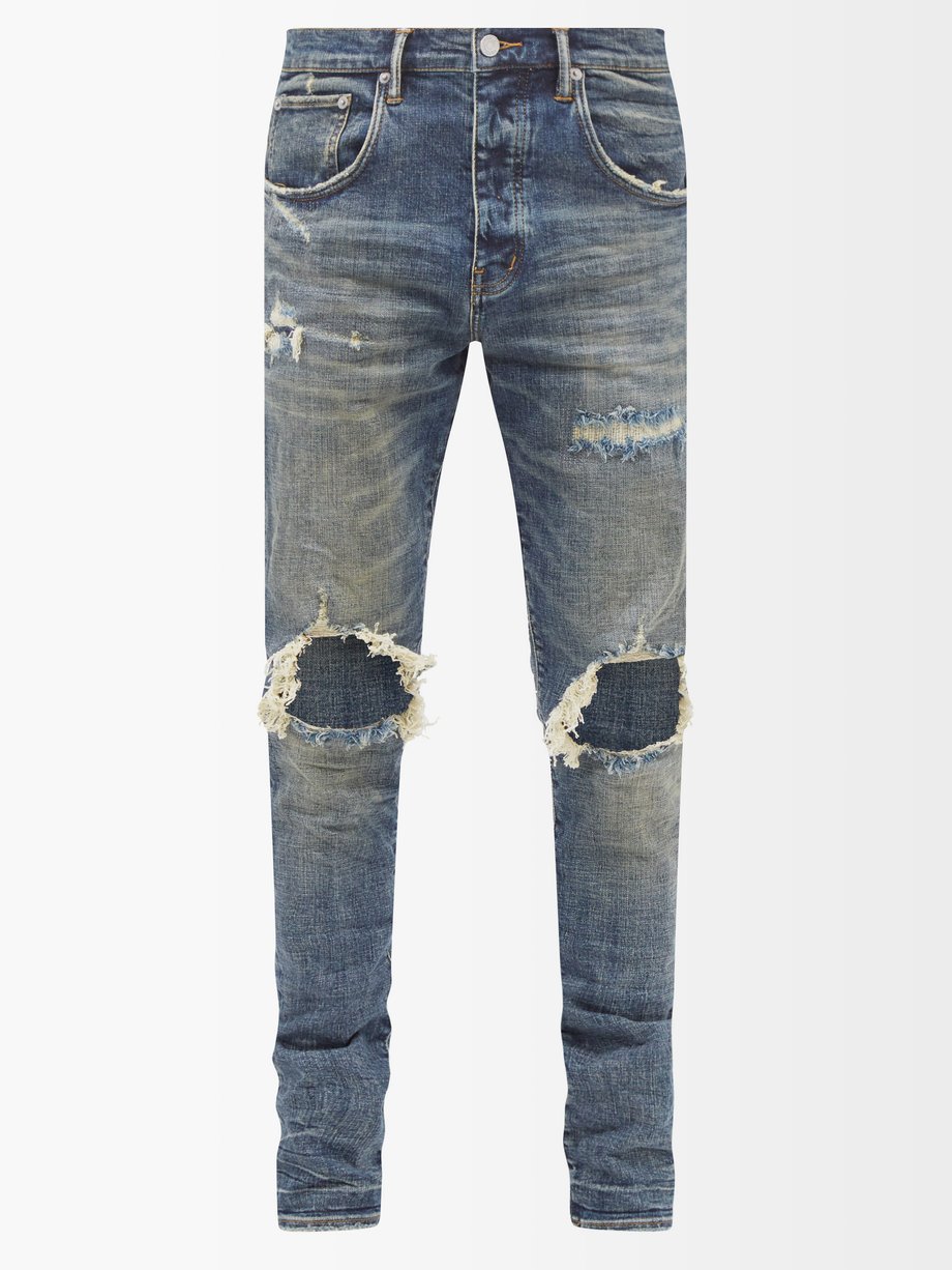 Blue P002 distressed slim-leg jeans | Purple Brand | MATCHESFASHION AU