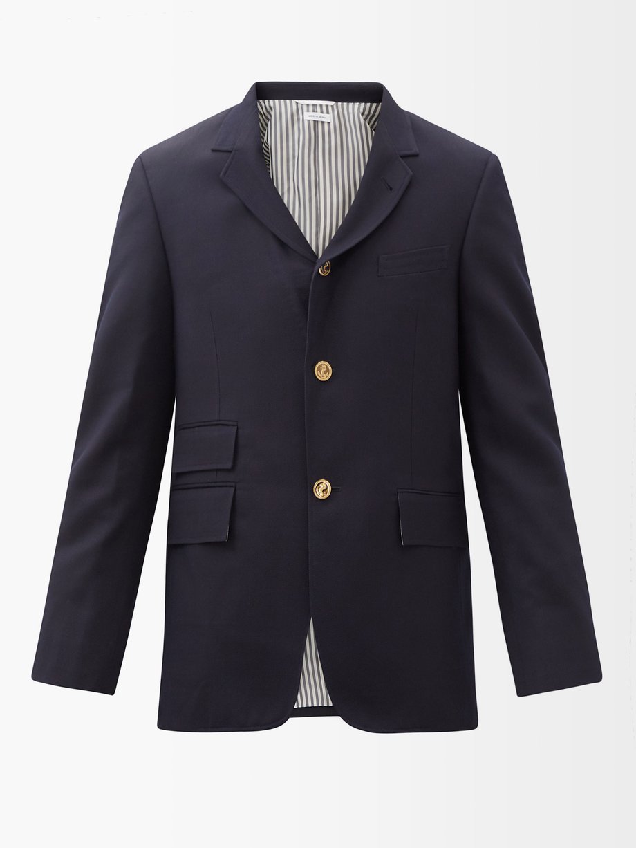 탐 브라운 Thom Browne Navy Three-roll-two wool- pique suit jacket