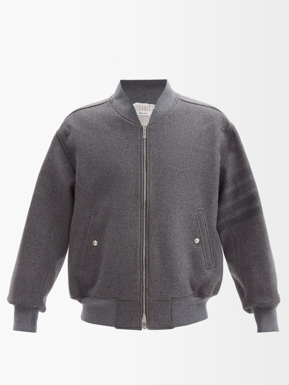 탐 브라운 Thom Browne Grey Four-bar wool-blend jacket