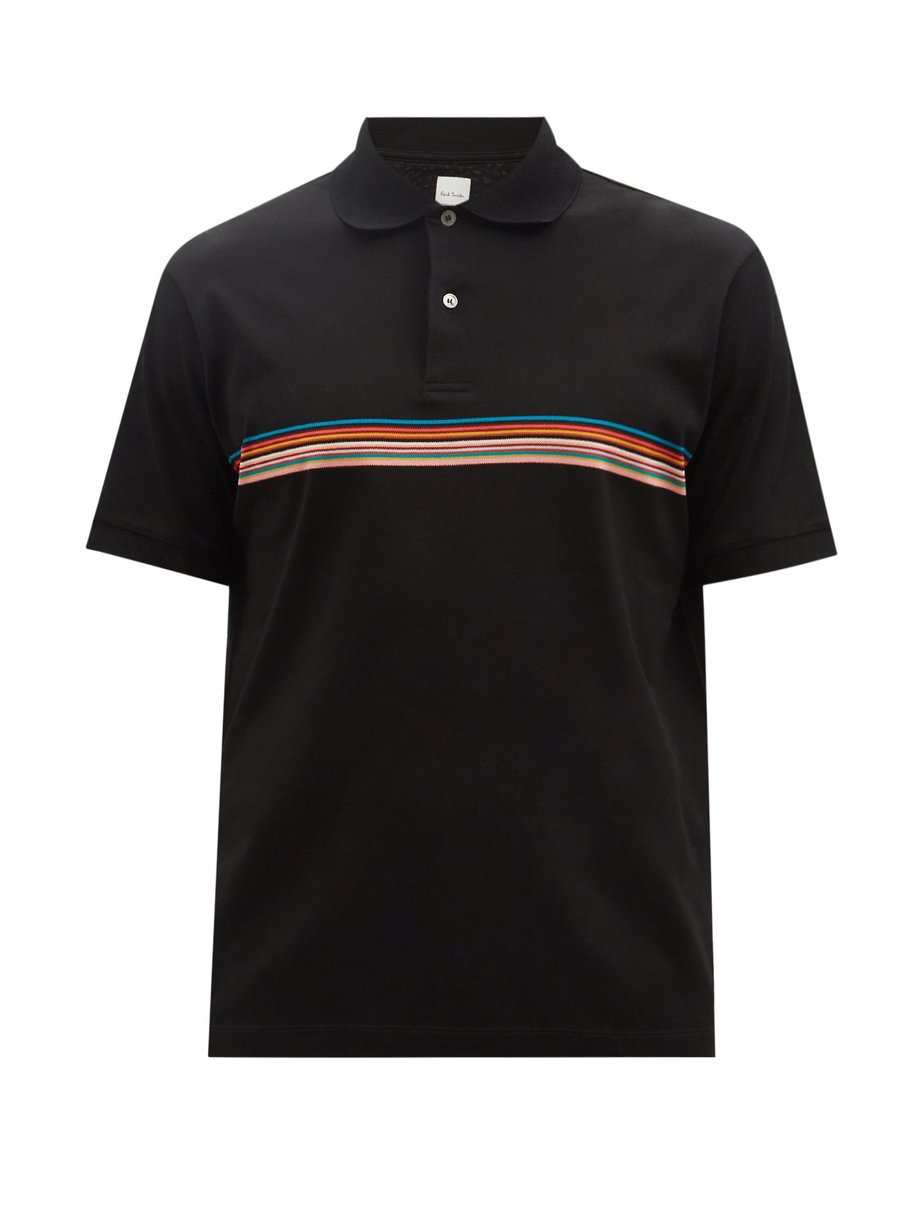 Black Artist stripe cotton-piqué polo shirt | Paul Smith ...
