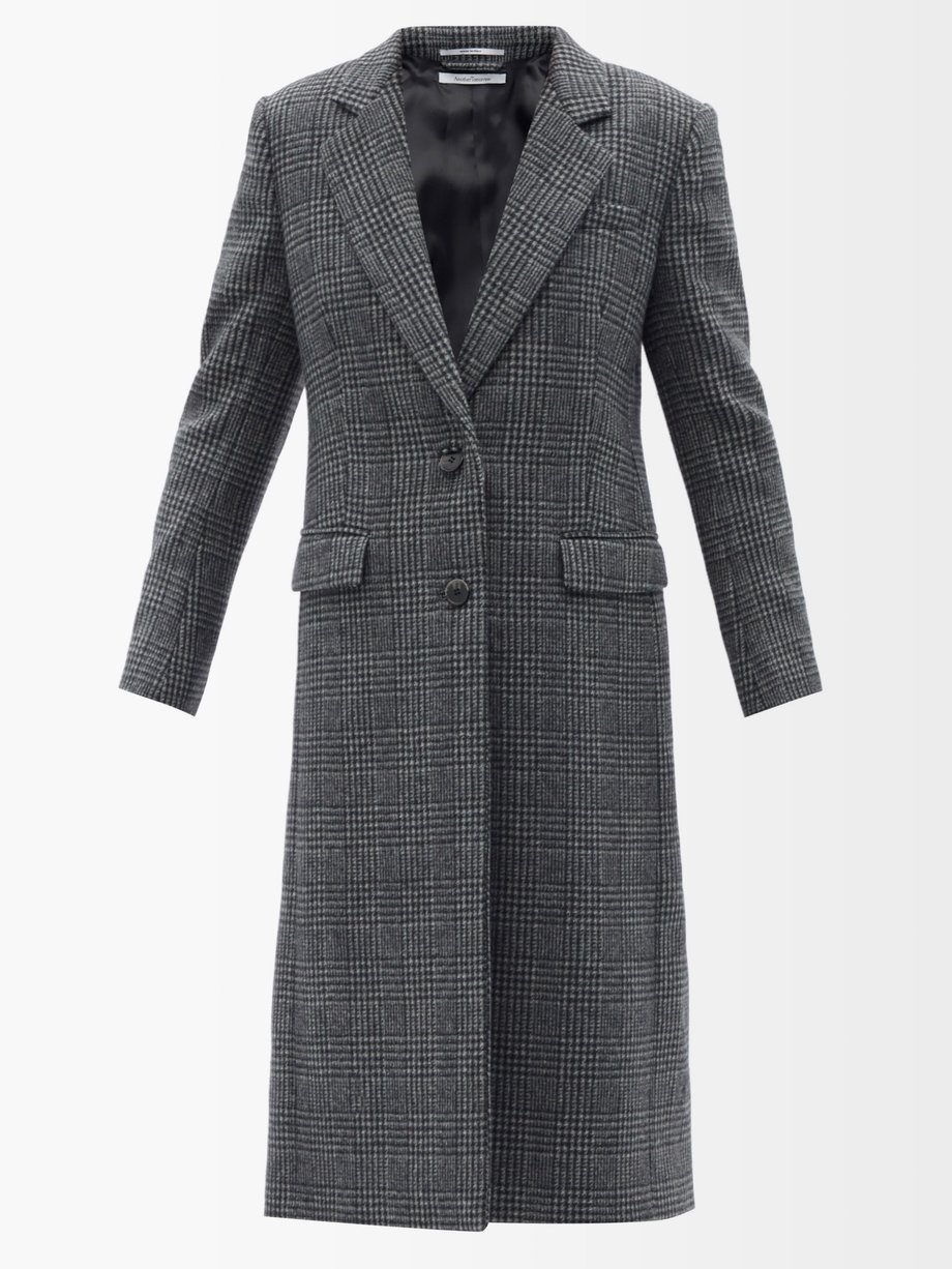 Prince of Wales check wool-blend coat Grey Another Tomorrow ...