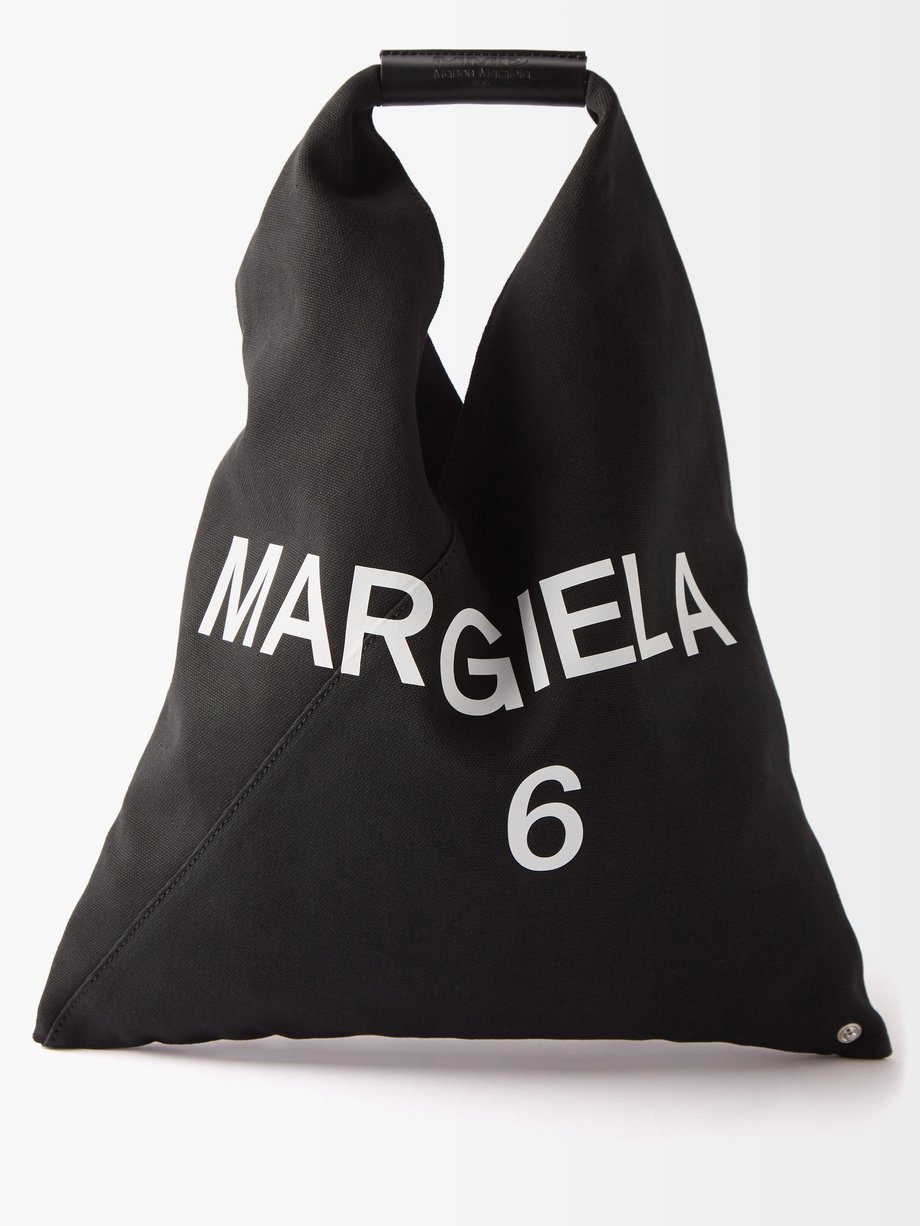 MM6 Maison Margiela Black Japanese logo-print small canvas shoulder bag ...