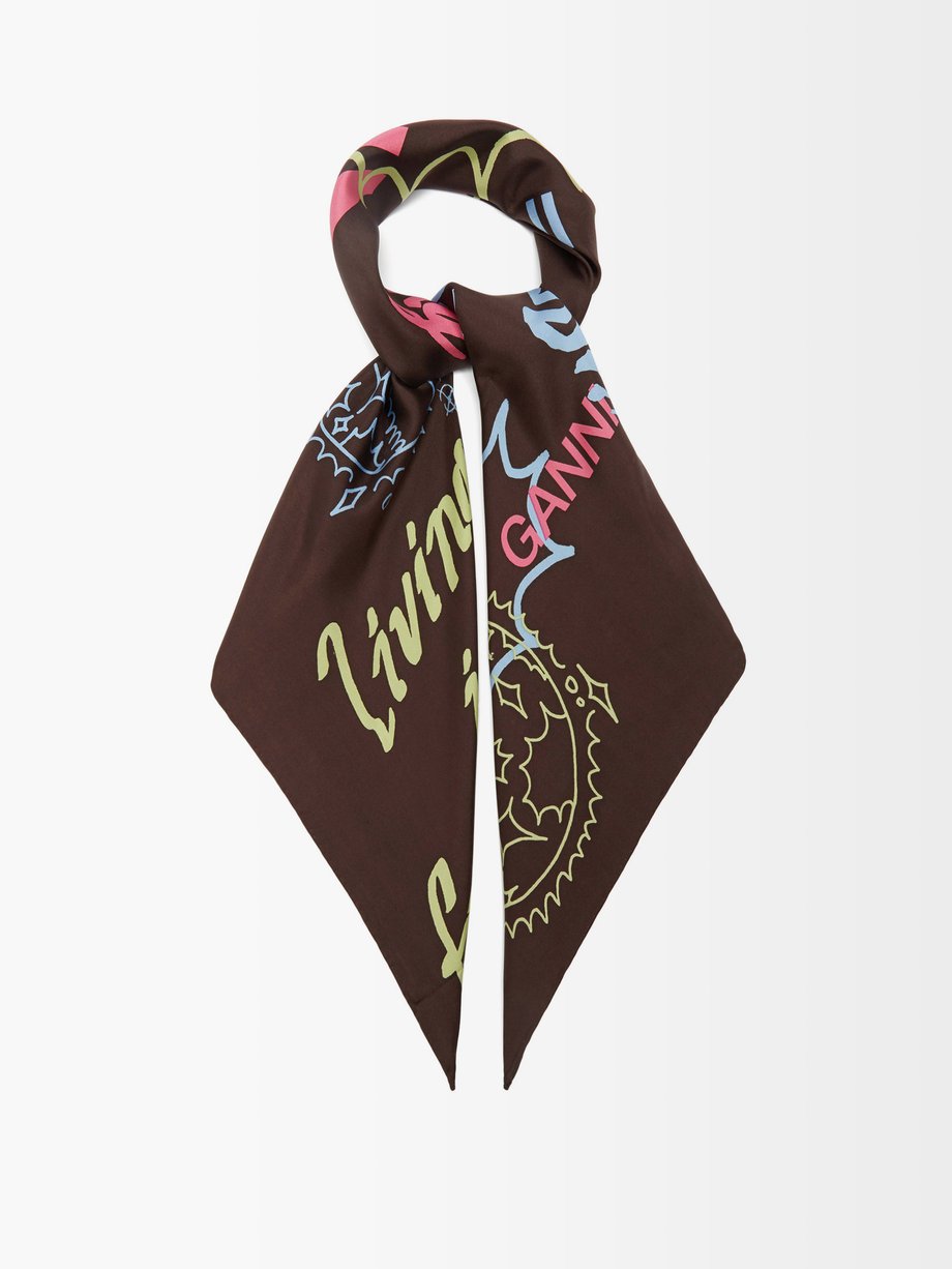 Montage logo-print silk-twill scarf