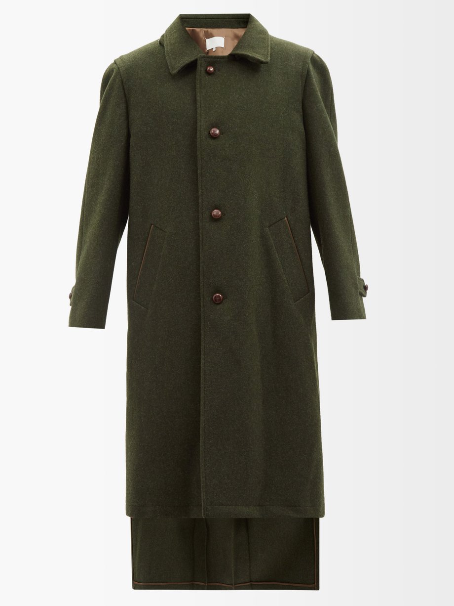 메종 마르지엘라 Maison Margiela Green Single-breasted virgin-wool coat
