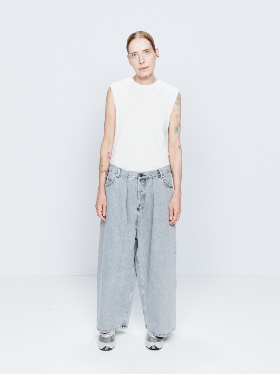 Extra Fold Organic-cotton Wide-leg Jeans MATCHESFASHION Women Clothing Jeans Wide Leg Jeans Light Grey Womens 