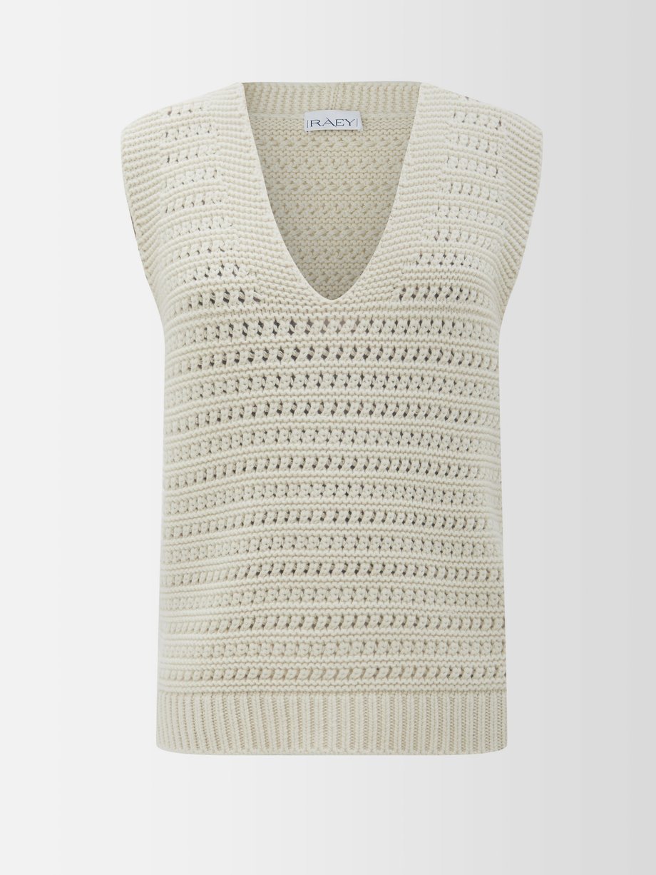 Raey White Responsible-cashmere crochet tank top | 매치스패션, 모던 럭셔리 온라인 쇼핑