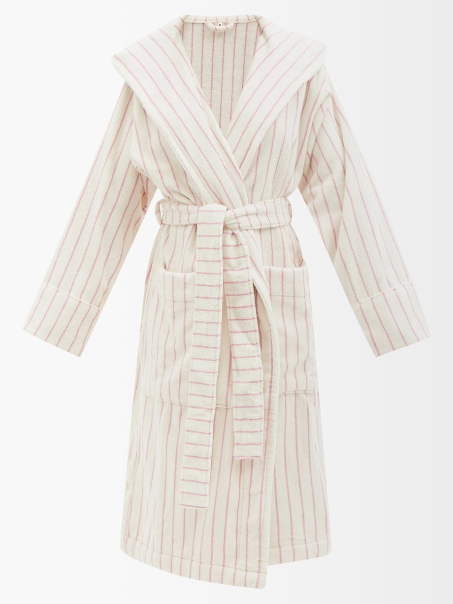 Tekla Tekla Striped cotton-terry bathrobe WHITE PINK｜MATCHESFASHION（マッ ...