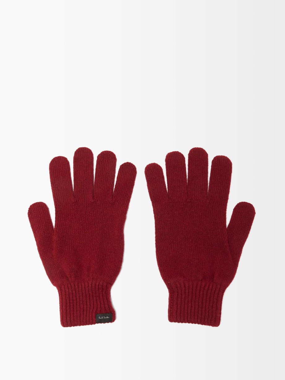 폴 스미스 Paul Smith Red Logo-tab cashmere-blend gloves
