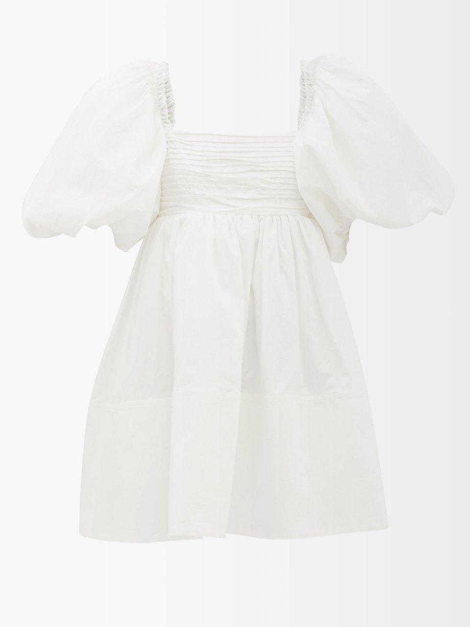 Aje White Casabianca puff-sleeve cotton-poplin dress | 매치스패션, 모던 럭셔리 온라인 쇼핑