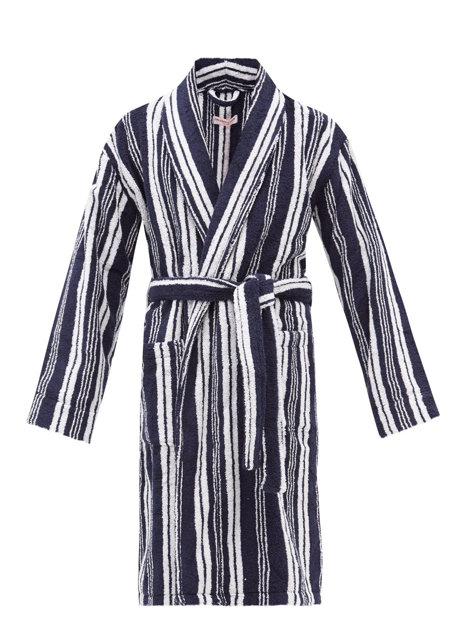 Navy Mervyn striped cotton-towelling bathrobe | Orlebar Brown ...