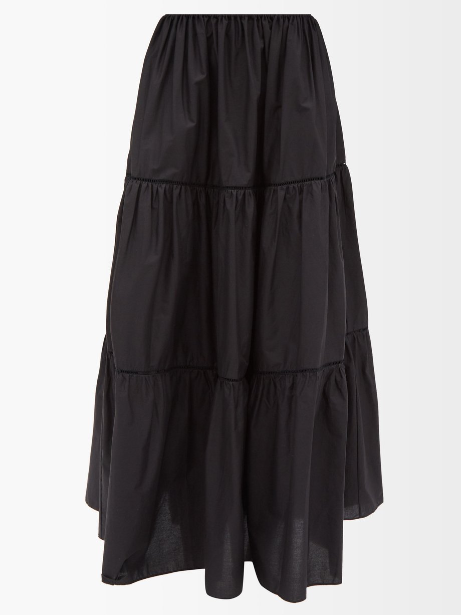 Tiered cotton-poplin maxi skirt Black Matteau | MATCHESFASHION FR