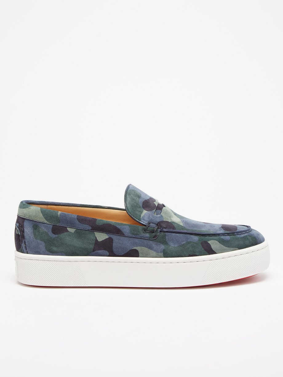 Paqueboat slip-on camouflage-suede trainers Blue Christian Louboutin | FR