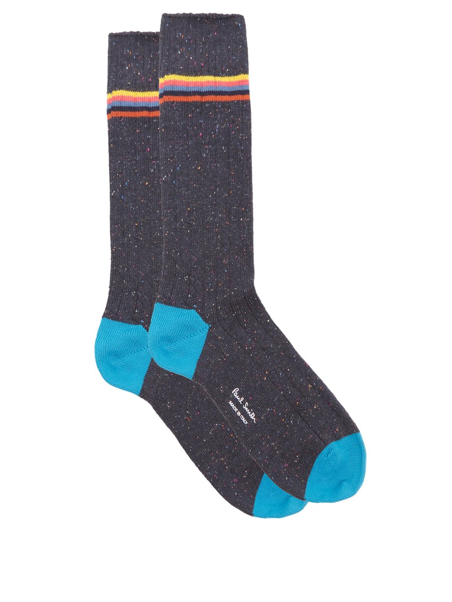 Blue Ulysses Artist-stripe speckled cotton-blend socks | Paul Smith ...