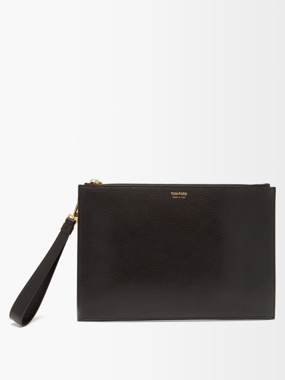 Tom Ford Black Foiled-logo grained-leather pouch | 매치스패션, 모던 럭셔리 온라인 쇼핑