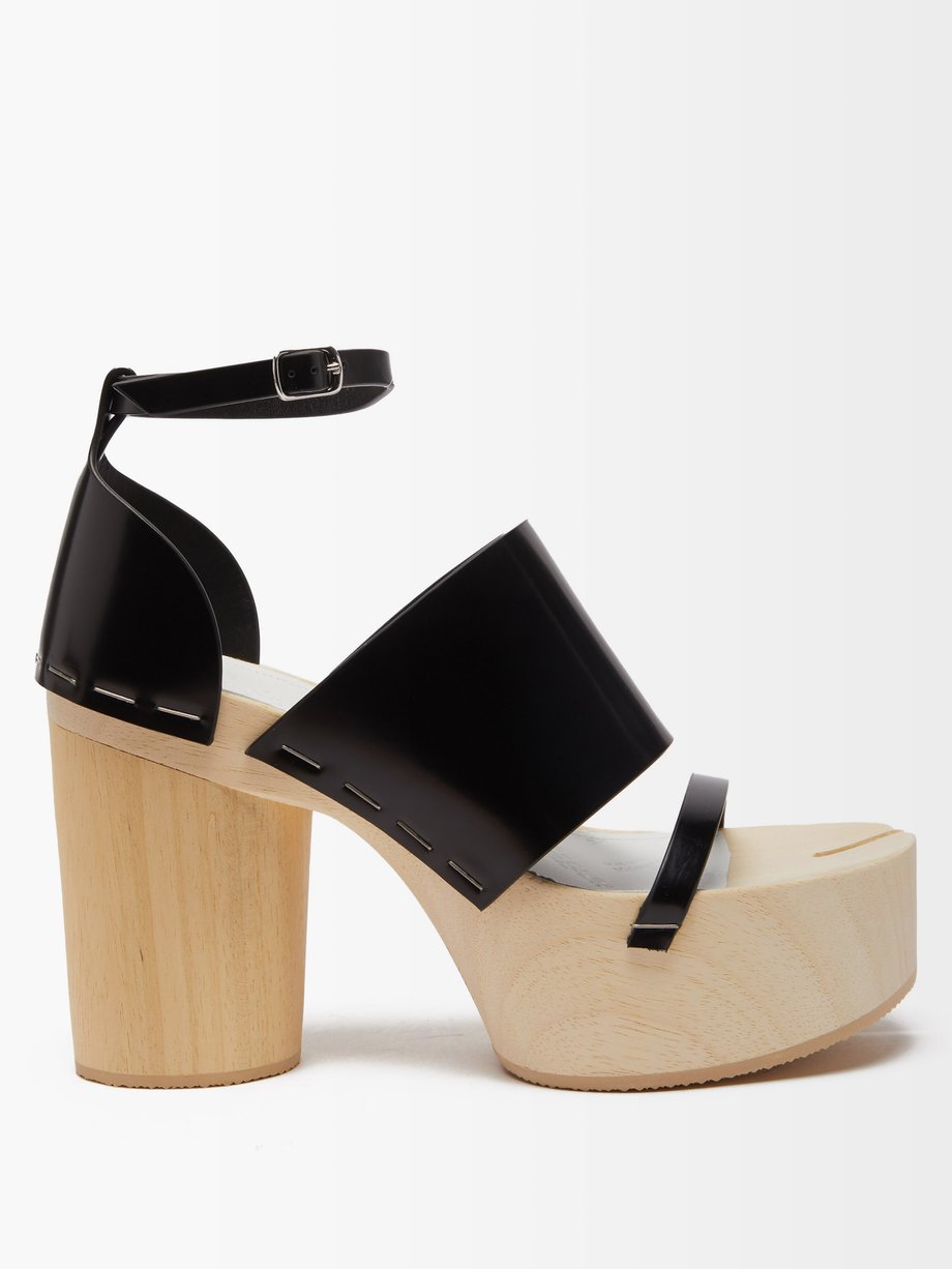 Tabi leather and wooden platform sandals Black Maison Margiela ...
