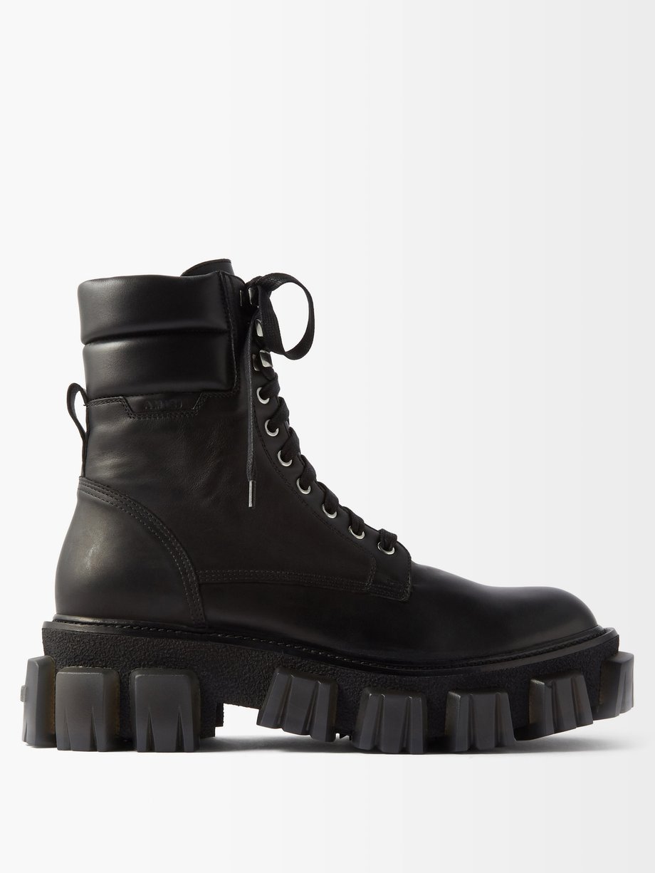 아미리 Amiri Black Exaggerated-sole leather combat boots