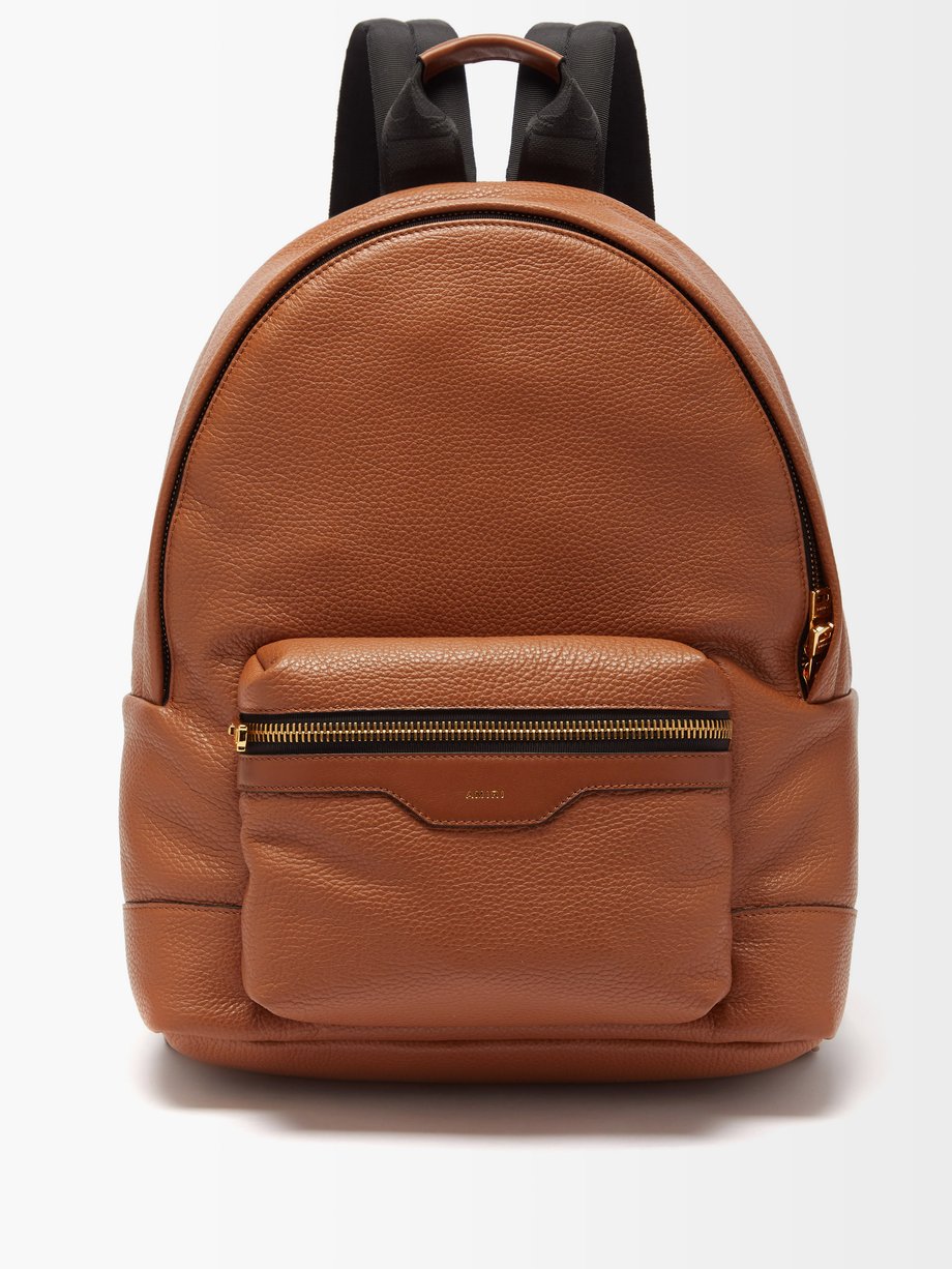 아미리 Amiri Brown Pebbled-leather backpack