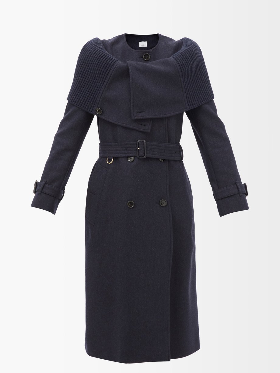 버버리 킹스콧 트렌치 코트 Burberry Navy Kingscote wool-blend trench coat