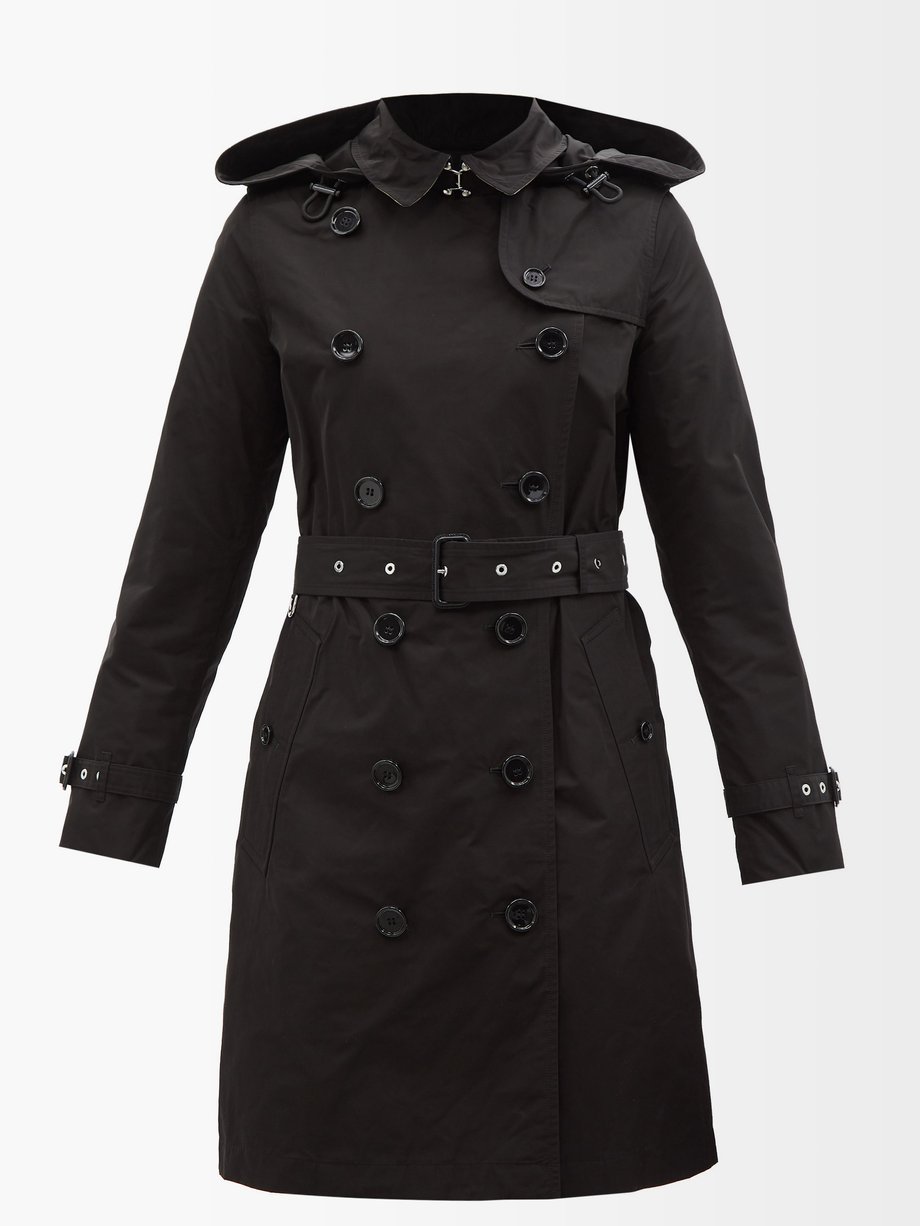 버버리 켄싱턴 트렌치 코트 Burberry Black Kensington hooded nylon mid-length trench coat