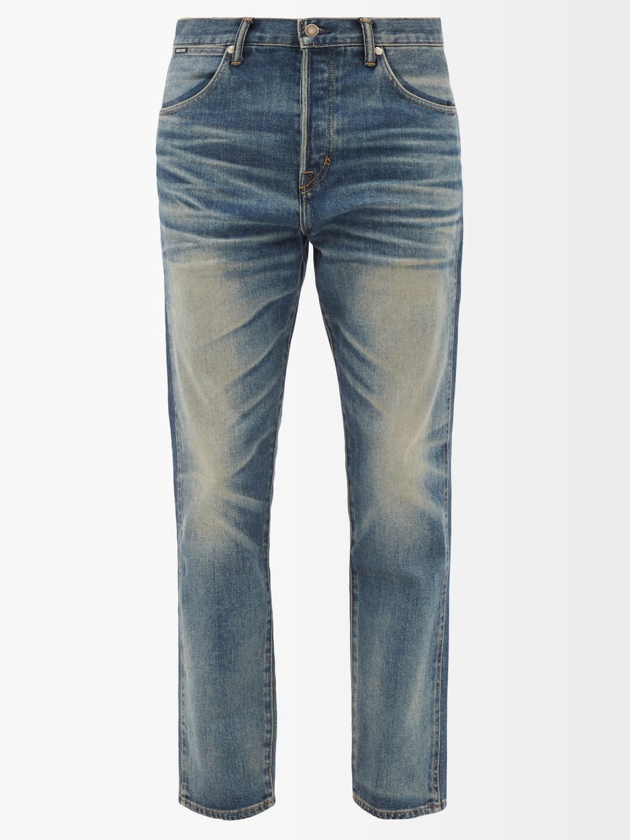 Blue Selvedge-denim tapered-leg jeans | Tom Ford | MATCHESFASHION US