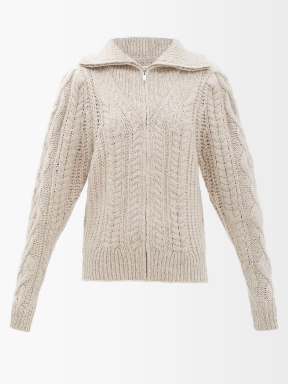 Antarctic Abandoned moth White Rebeca zipped cable-knit cardigan | Isabel Marant Étoile |  MATCHESFASHION US