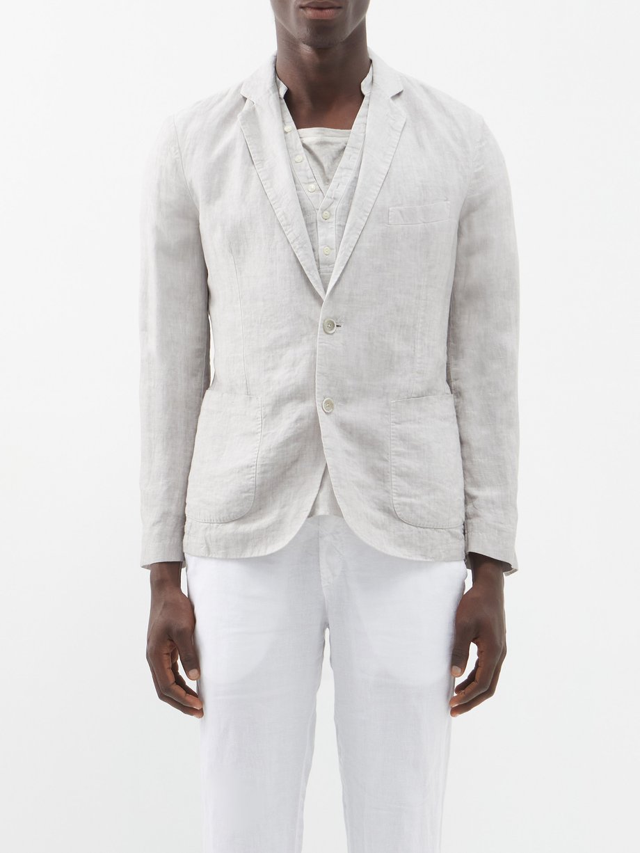 Light Grey Patch-pocket Linen-hopsack Suit Jacket Mens MATCHESFASHION Men Clothing Jackets Blazers 