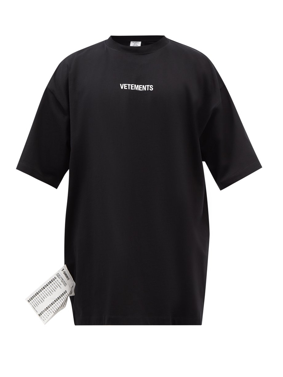 Logo-print cotton-jersey T-shirt Black Vetements | MATCHESFASHION FR