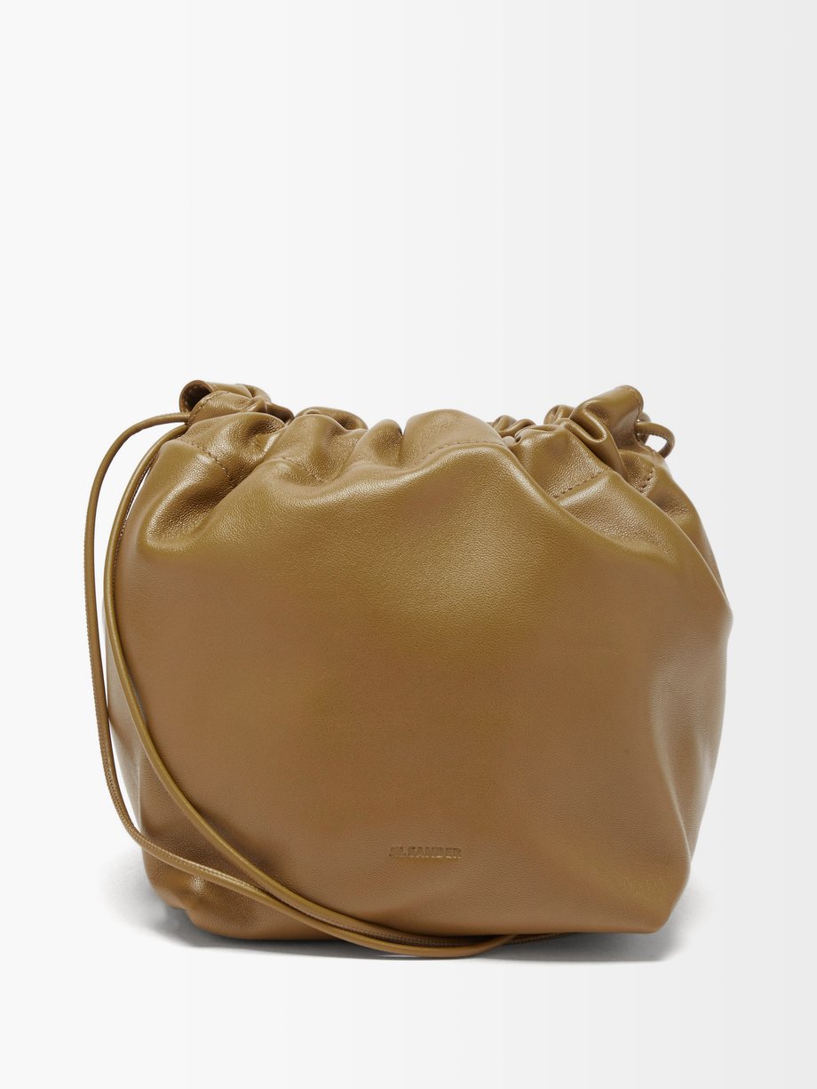 Tan Drawstring small leather cross-body bag | Jil Sander ...
