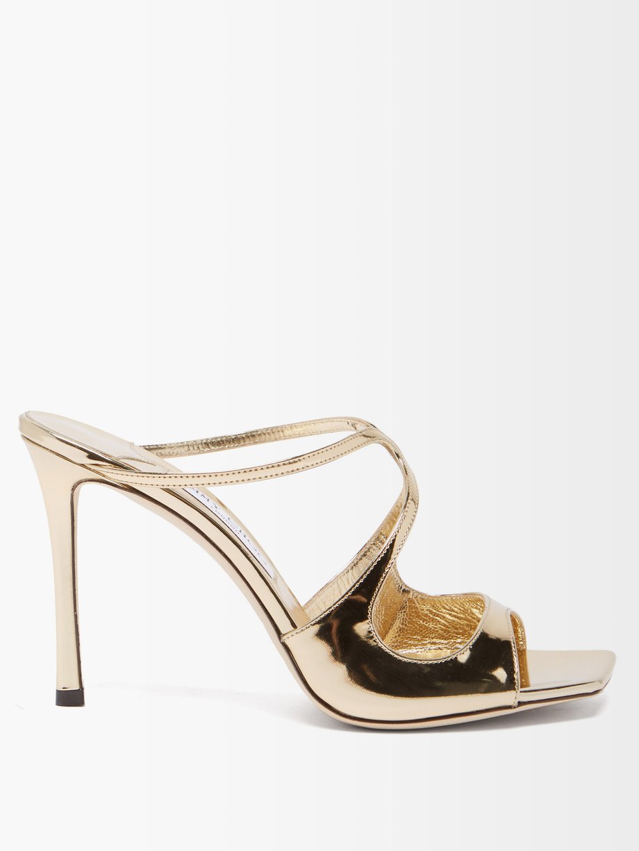 Jimmy Choo Gold Anise 95 metallic-leather mules | 매치스패션, 모던 럭셔리 온라인 쇼핑