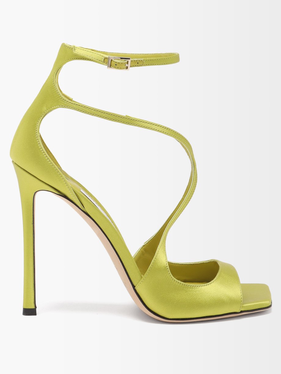 lime green satin heels