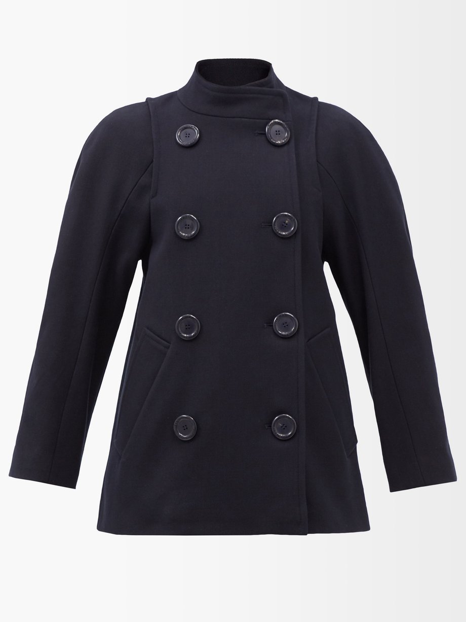 Womens MATCHESFASHION Women Clothing Coats Peacoats Navy Double-breasted Felted-wool Peacoat 
