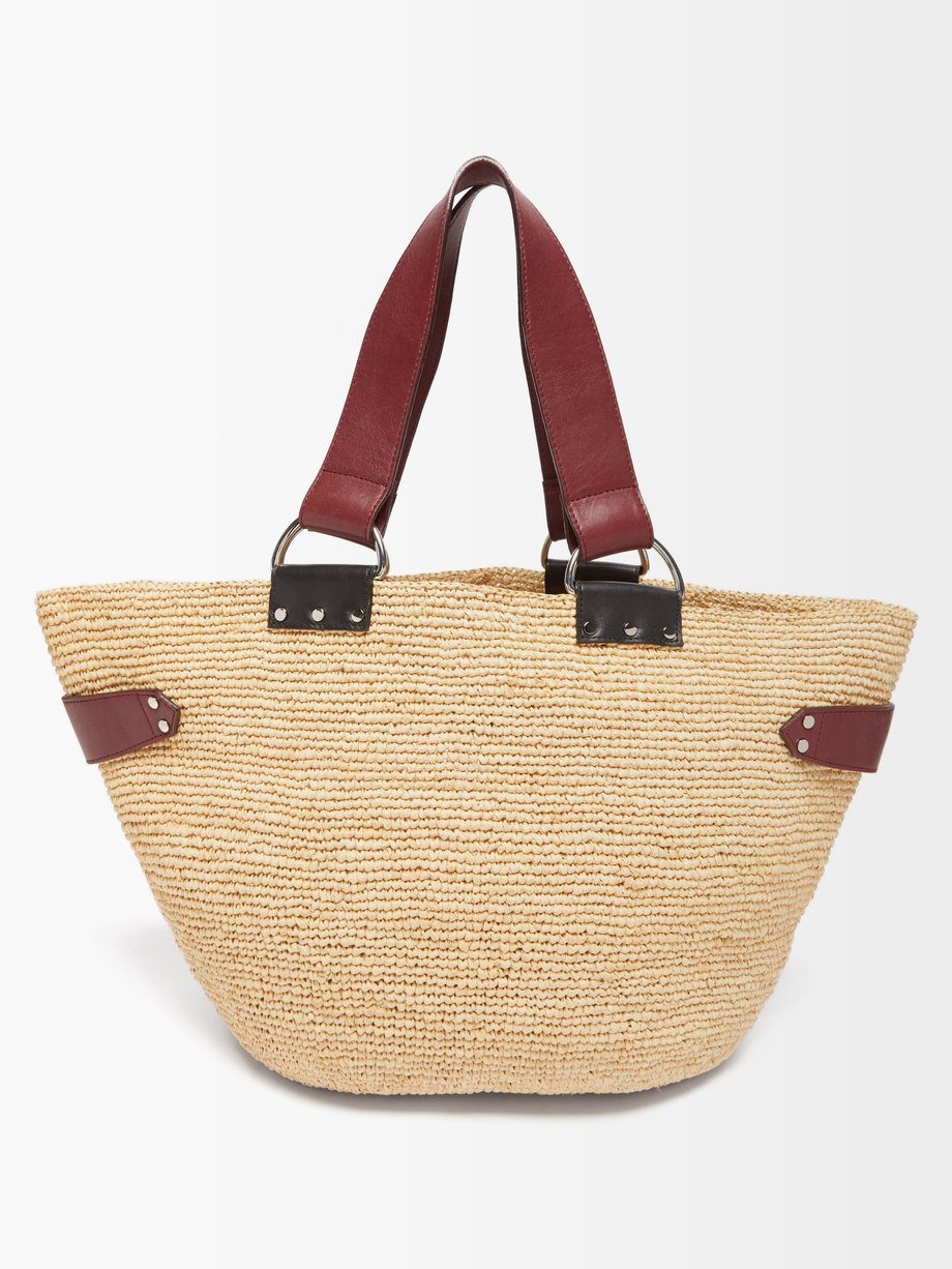 Bahiba leather-trim raffia basket bag Beige Isabel Marant ...